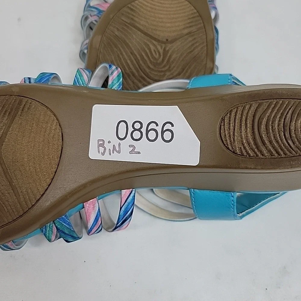 Impo Stretch‎ Caribbean Blues Slingback Wedge Heels Size 6.5 M Super Cute Preppy